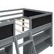 preview thumbnail 11 of 11, Twin Size Low Loft Bed with Two Movable Shelves and Ladder, Gray