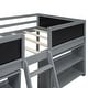 preview thumbnail 10 of 10, Twin Size Low Loft Kids Bed Frame with Movable Shelves, Decorative Chalkboard & Guardrails for Bedroom, Easy Assembly, Grey