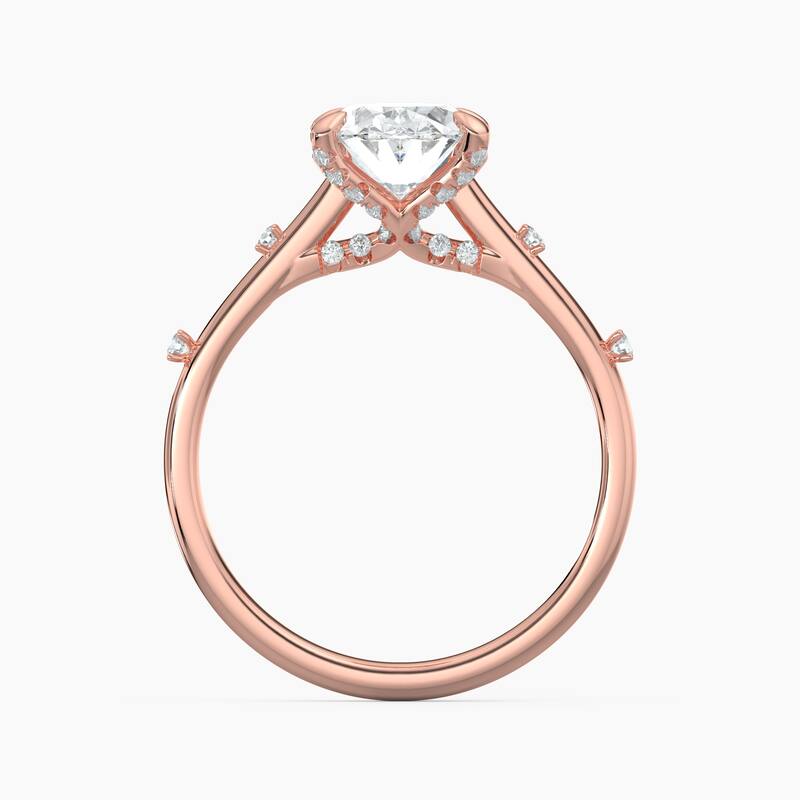 Auriya 14k Gold Petite Diamond Station Oval Lab Grown Engagement Ring 1.00 to 5.00 ct. tw. (F-G, VS)