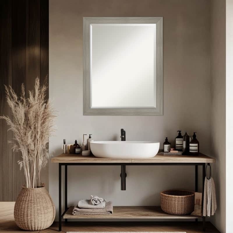 Grand Narrow Beveled Framed Bathroom Vanity Wall Mirror