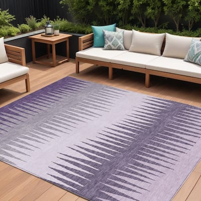 HomeRoots Striped Transitional Rectangle Outdoor Rug