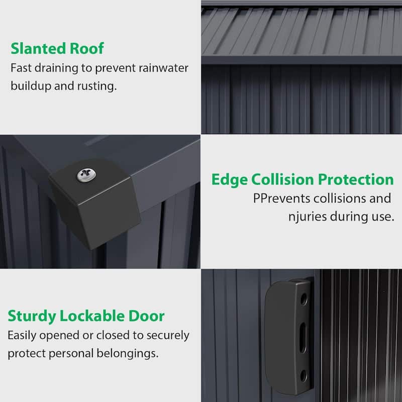 Outdoor Storage Shed, with Sloped Roof & Lockable Door
