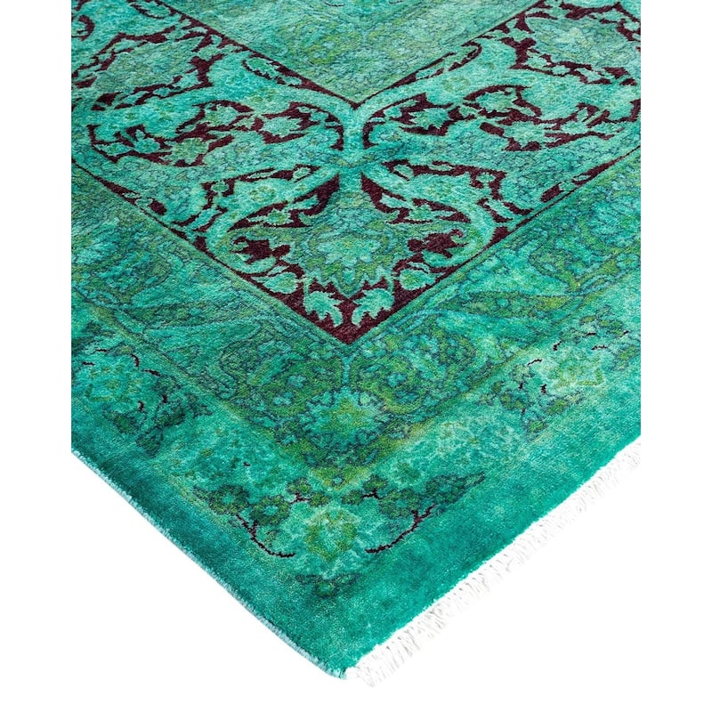 Overdyed, One-of-a-Kind Hand-Knotted Area Rug - Blue - 8' 2" x 16' 9"
