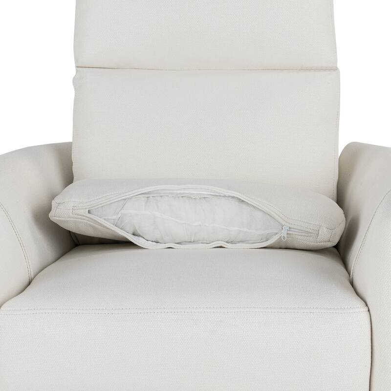 Modern Swivel Recliner, Manual Nursery Glider Rocking Recliner Chair w/ 2 Pillows, Upholstered Sofa Chair for Living Room