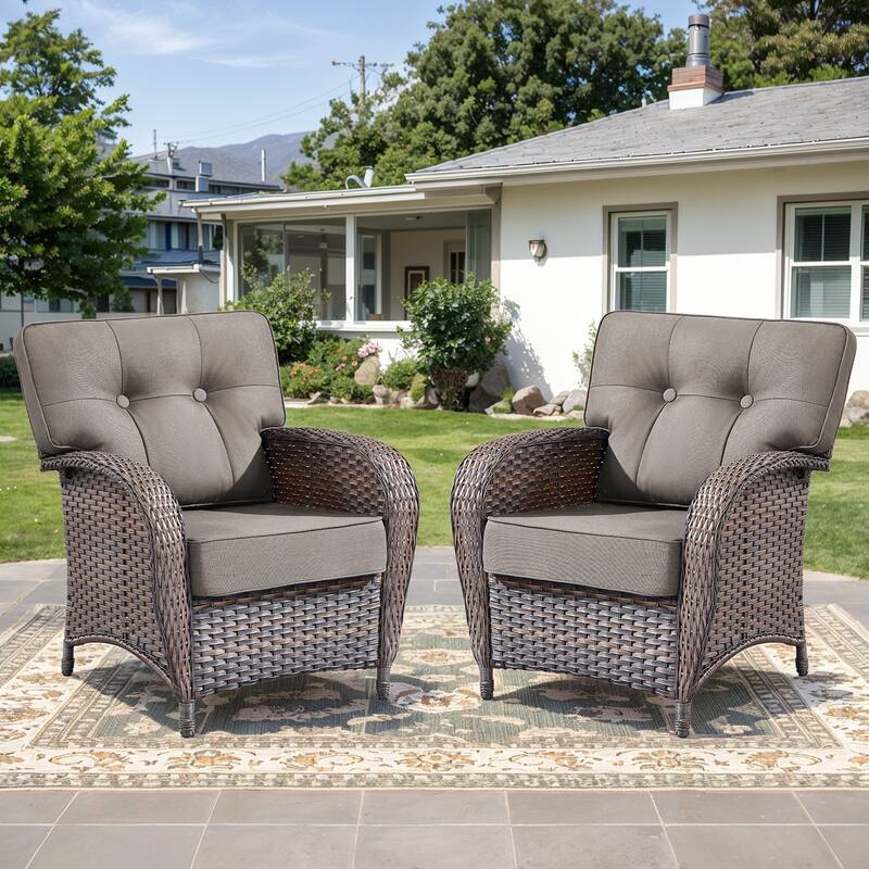 Gymojoy Wide T-Shaped High Back Outdoor Chairs Set with 5-inch Cushion for Patio & Balcony