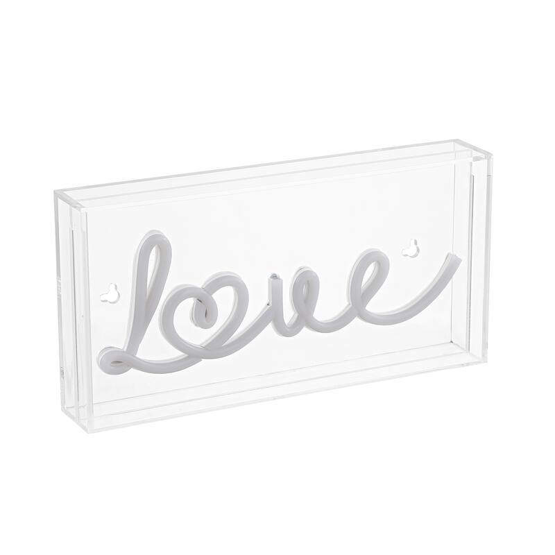 Love 11.88" X 5.88" Contemporary Glam Acrylic Box USB Operated LED Neon Light, Red by JONATHAN Y - 11.88" X 5.88"