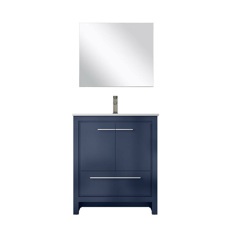 Lafarre Bath Vanity with Cultured Marble Top, Sink, Mirror and Gun Metal Faucet