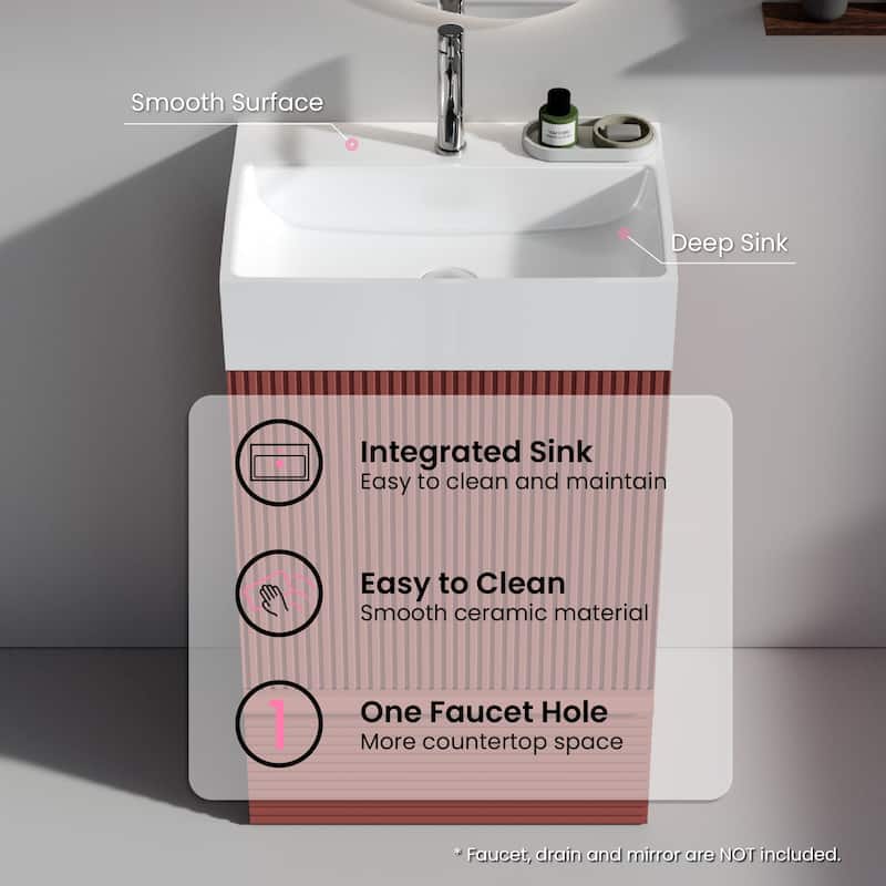 CITTANEO Gada 20'' Modern Freestanding Bathroom Vanity with Sink and Integral Basin
