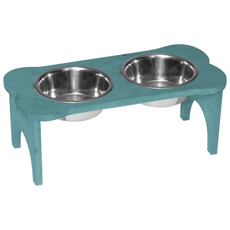 Amish Made Pine Bone-Shaped Dog Dish - Sea Foam Green - Feeder