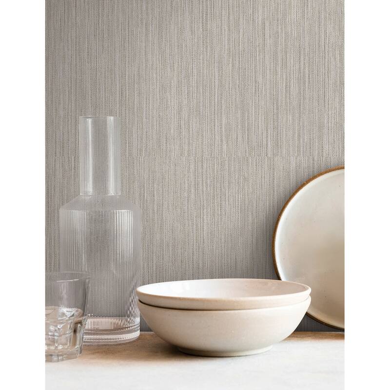 York Wallcoverings Washed Ramie Dove Grey Wallpaper