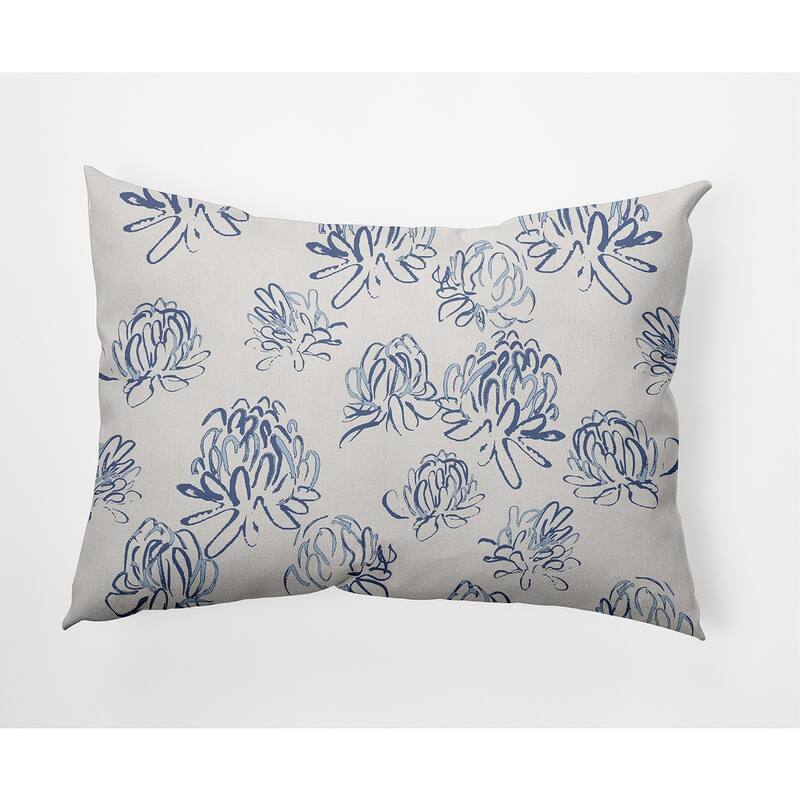 Tumbly Blossom Outdoor Pillow - Blue - 14" x 20"