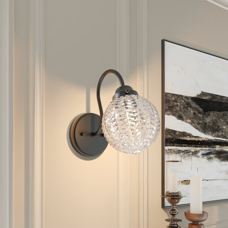 Acroma Clear and Glass Shade Modern Armed Sconce Wall Sconces