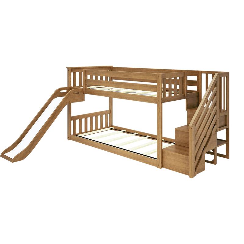 Max and Lily Classic Low Bunk with Stairs and Easy Slide