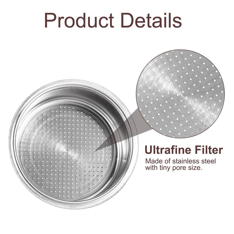 51mm Coffee Filter Basket, 2-Cup Stainless Steel Espresso Coffee Machine Bowl - Silver
