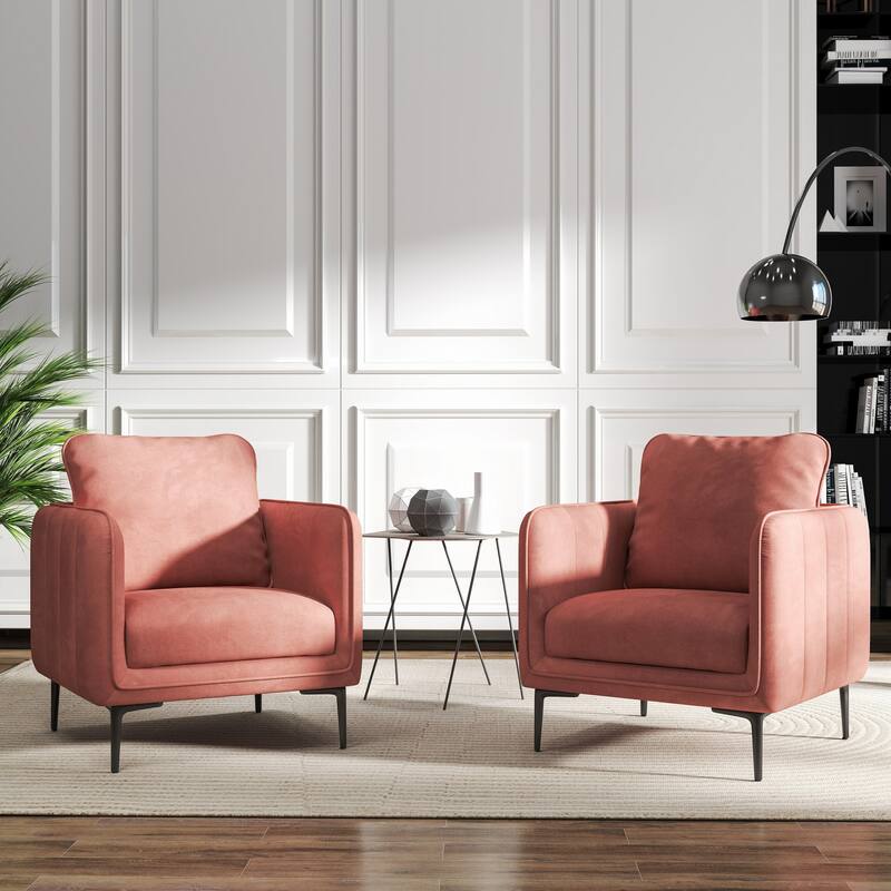 Nora Modern Velvet Accent Chair for Bedroom with Metal Legs