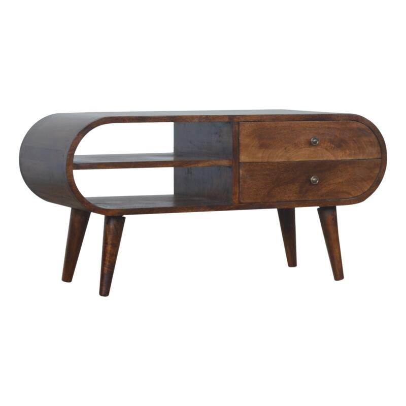 Modern TV Stand with Wood Feet, Entertainment Center with Large Storage Drawers - Brown