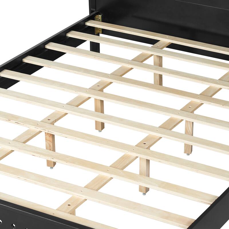 Classic Platform Bed Frame with Solid Pine Construction/Wood Bed Frame with Headboard Footboard/Wood Slat Support/Easy Assembly