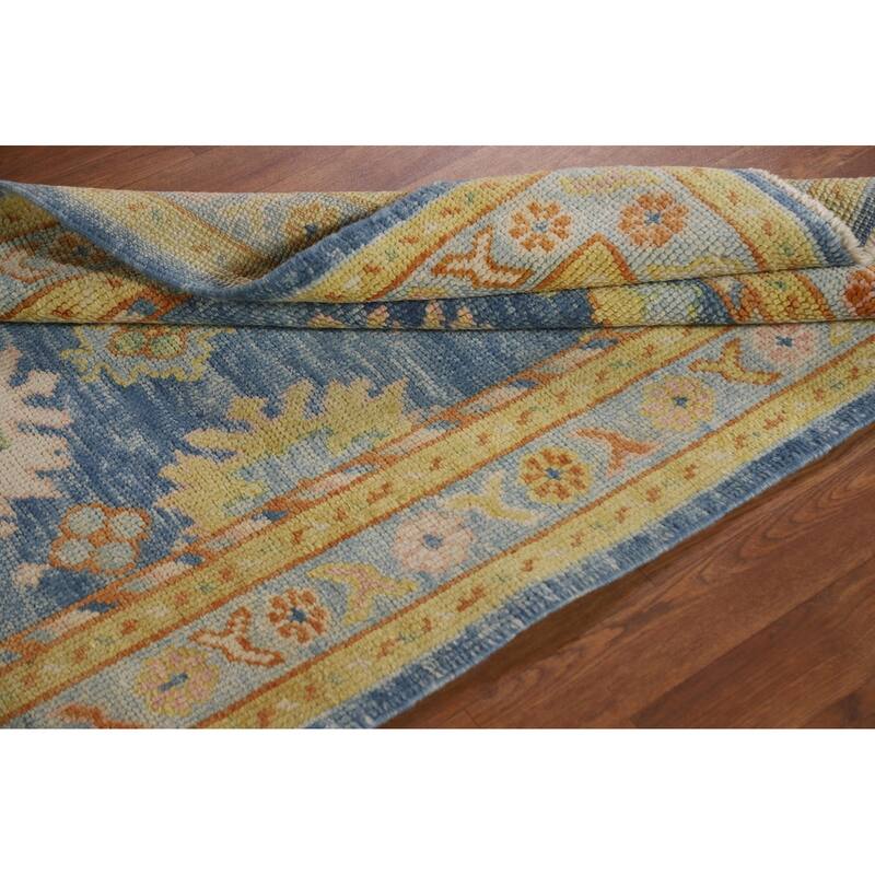 Vegetable Dye Oushak Turkish Runner Rug Hand-knotted Wool Carpet - 3'1"x 10'8"