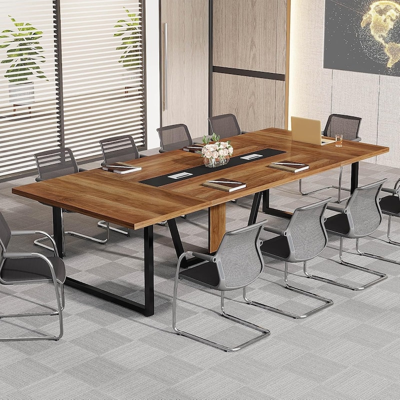 8FT Large Conference Table with Strong Metal Frame for Office Conference