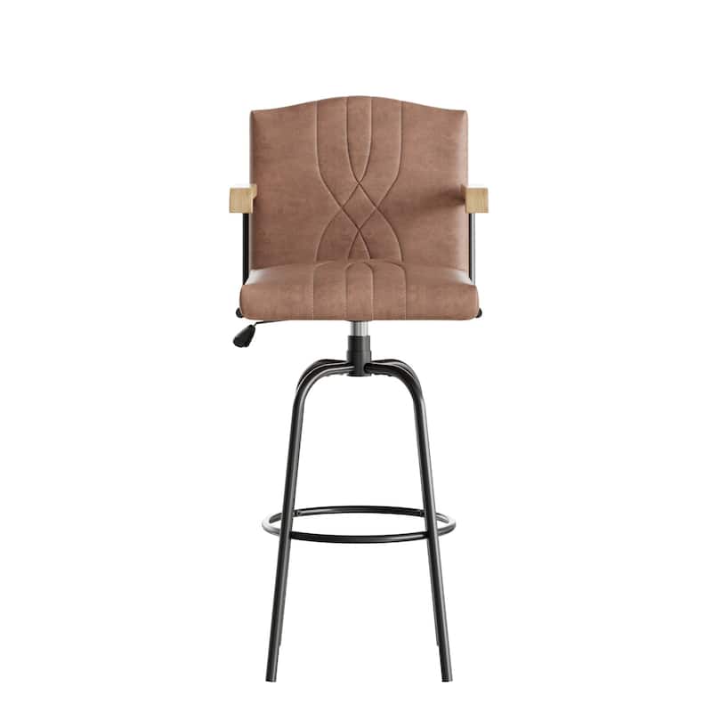 VECELO Set of 2/4 Velvet Bar Height Stools with Back, Upholstered Seat, Wood Armrests, Metal Legs, 30" Tall Bar Chairs