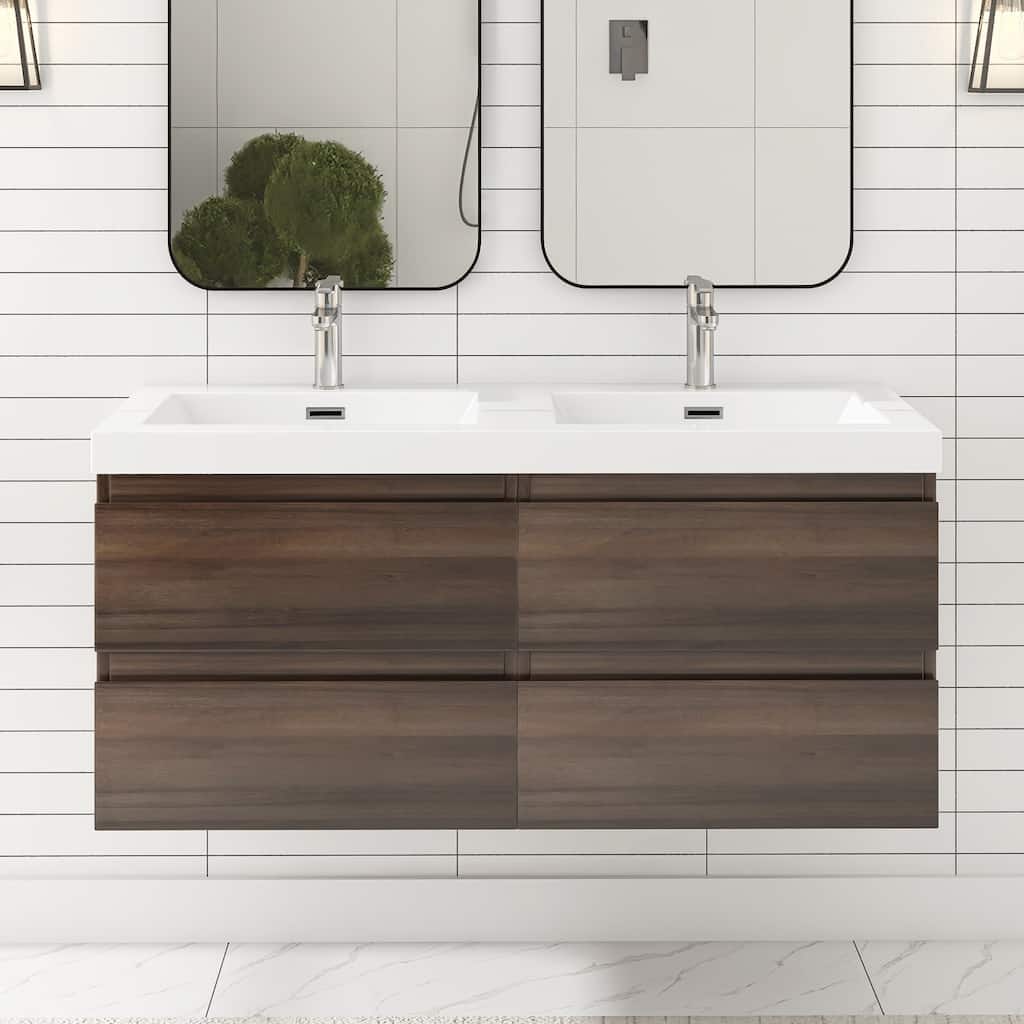 Floating Bathroom Vanity with Two Resin Top