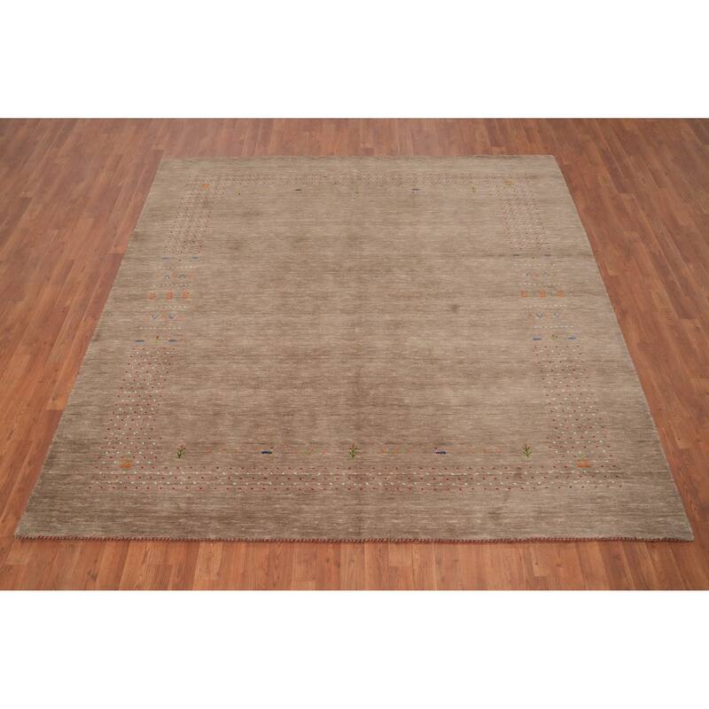 Hand Knotted Oriental 100% Wool Carpet Tribal Animal Pictorial Brown Gabbeh Area Rug - 8' 0'' X 8' 0''