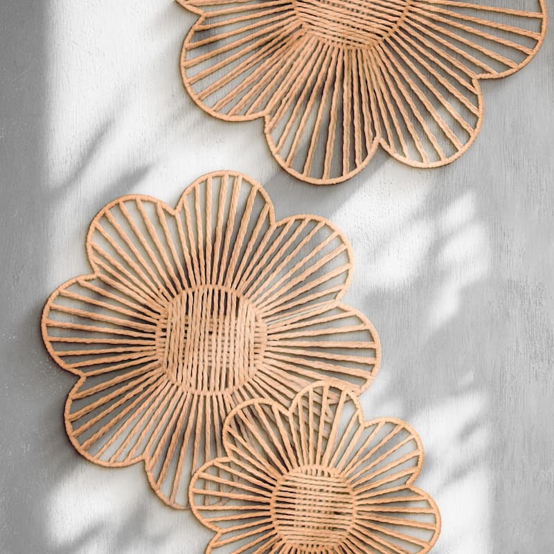 American Art Decor Woven Paper Rope Wall Decor, Set of 3
