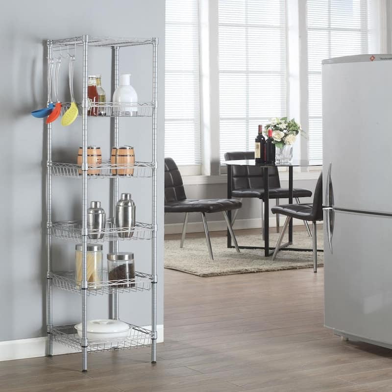 6 Layers Fashion Carbon Steel & PP Storage Rack Silver Gray