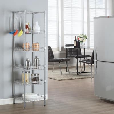 6 Layers Fashion Carbon Steel & PP Storage Rack Silver Gray