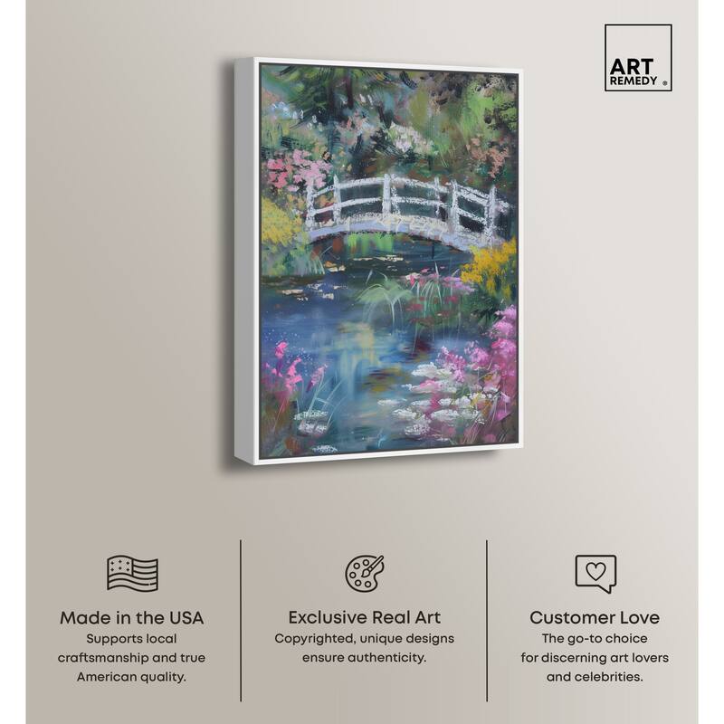 Art Remedy Hidden Garden Framed Impressionism 1 Piece Canvas Wall Art /Monet And Van Gogh Inspired Art