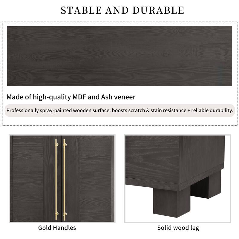 Wood Traditional Style Sideboard with Adjustable Shelves