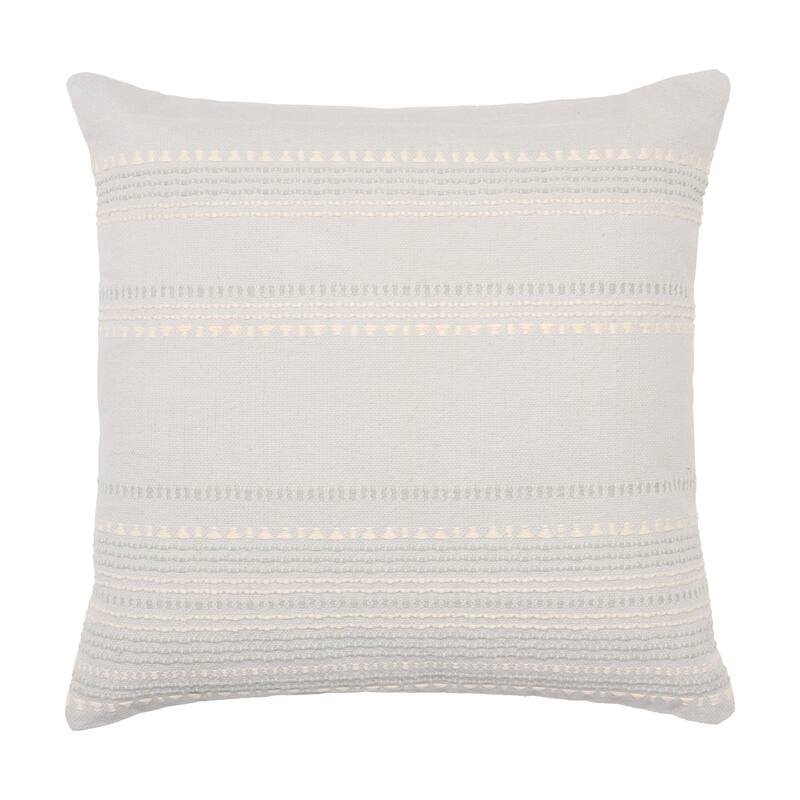 Achates Striped Pillow - 24"X24" Down Fill - Down - Light Blue/Cream