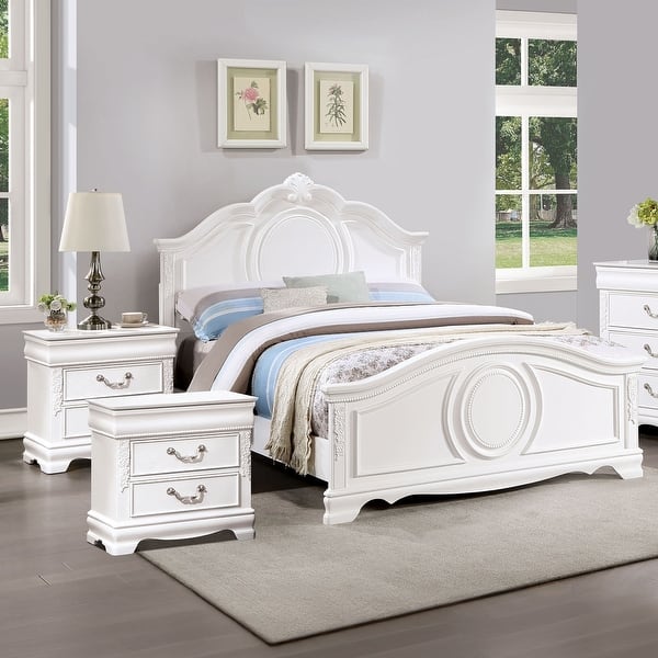 slide 2 of 13, Furniture of America Pati 3-Piece White Wood Panel Bedroom Set Full