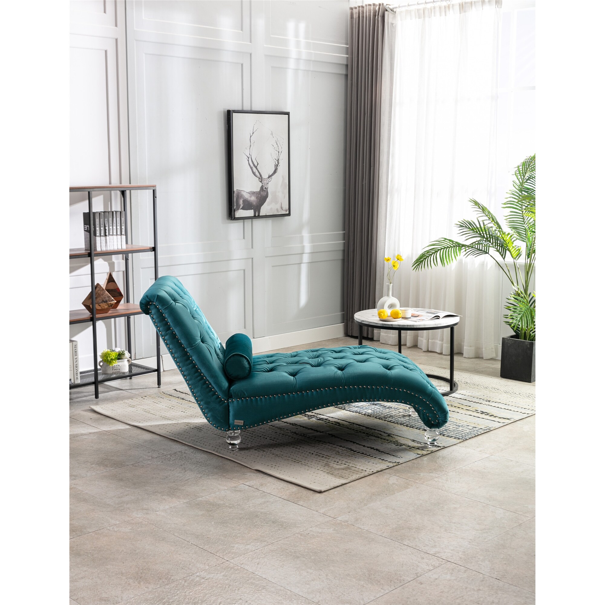 Dark teal chaise lounge discount