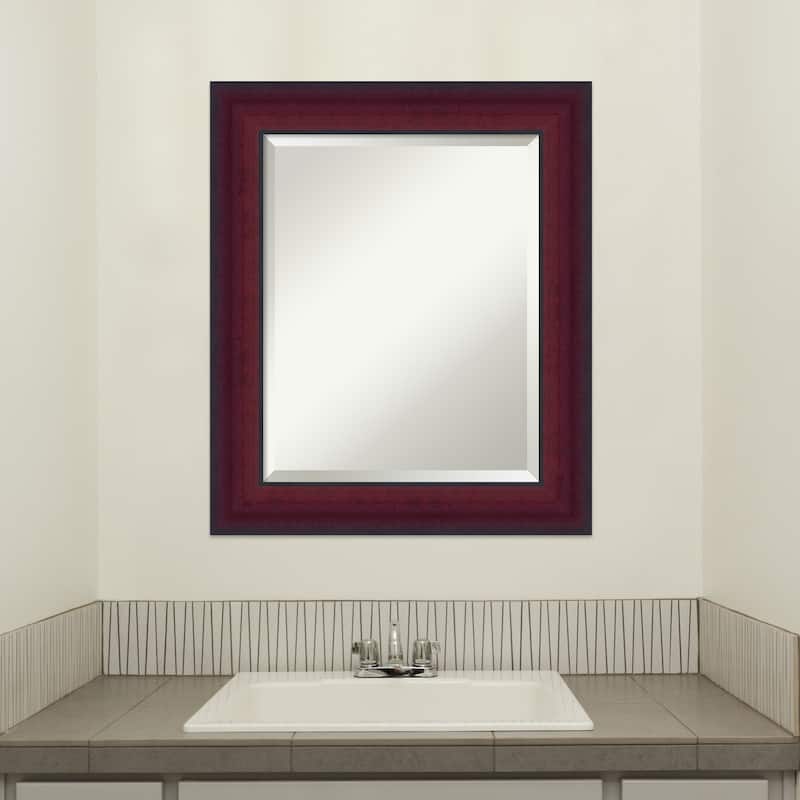 Canterbury Cherry Beveled Wood Framed Bathroom Vanity Wall Mirror - Canterbury Cherry