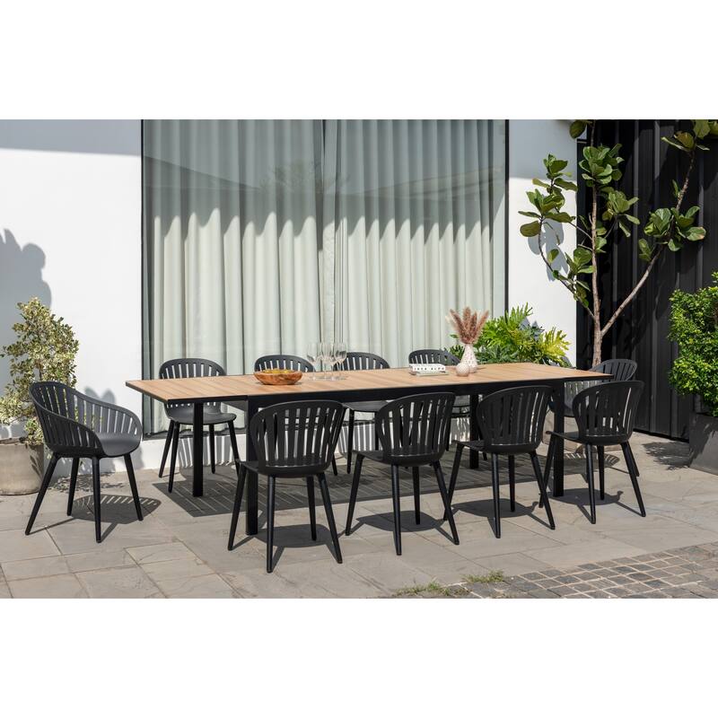 Amazonia Petherson Aluminum and Resin Outdoor Patio Dining Set - 11pc