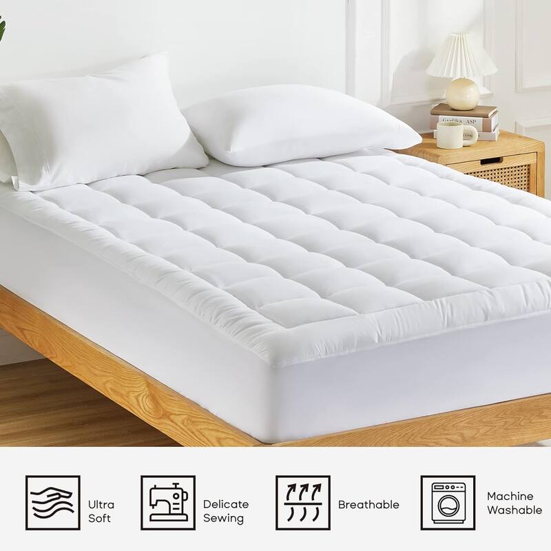 SONIVE Quilted Mattress Pad Soft and fluffy with Down Alternative Fill