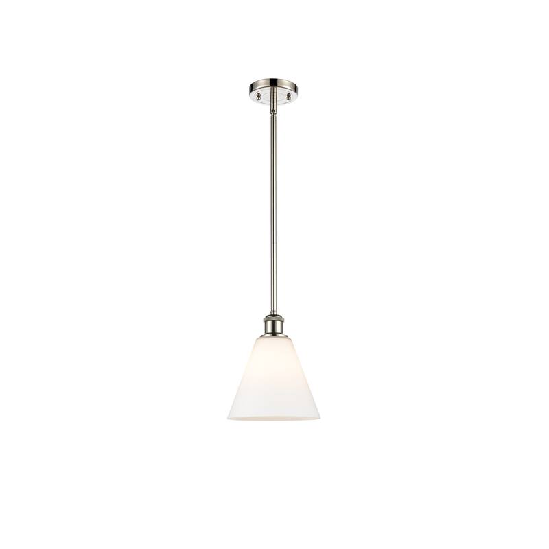 Innovations Lighting Berkshire 1 Light 8" Mini Pendant - Polished Nickel/Matte White