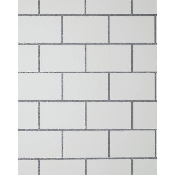 Fine Decor Metro Silver Tile Wallpaper