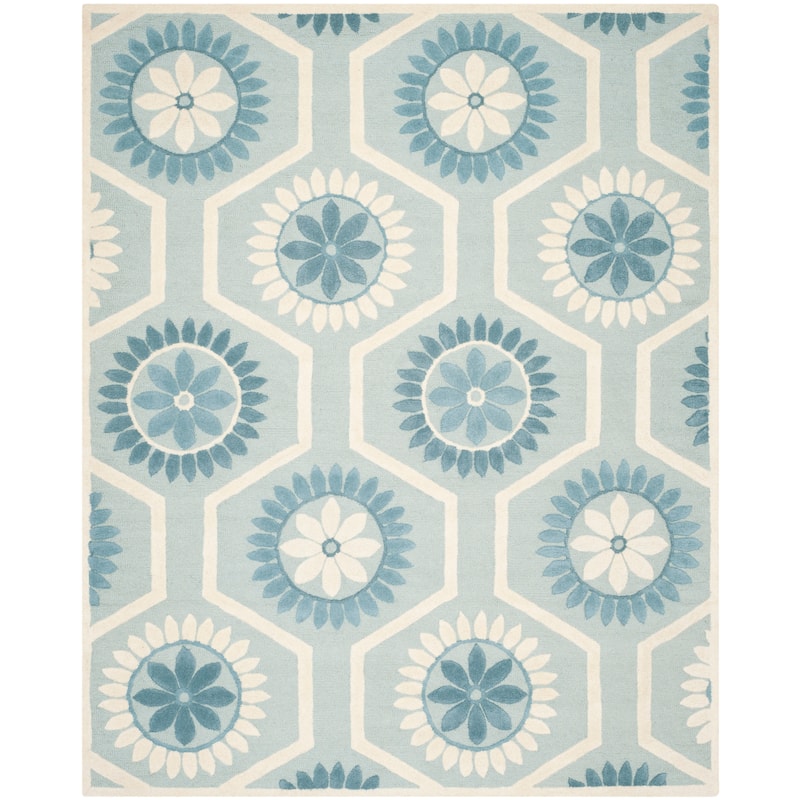 SAFAVIEH Handmade Cambridge Edeltraud Modern Moroccan Wool Rug - 8' x 10' - Blue/Ivory