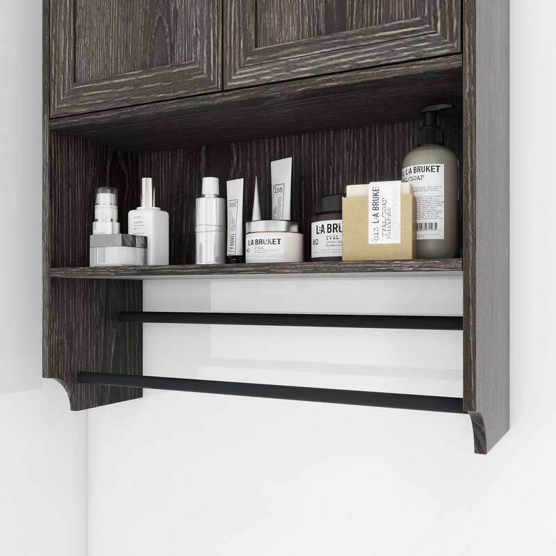 Anmytek White Wall Mounted Cabinet Storage Organizer for Bathroom Kitchen Laundry Room
