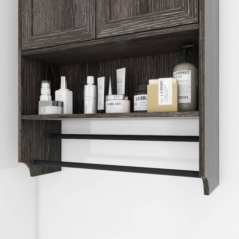 Bathroom Wall Cabinet with Doors,Adjustable Shelf,Towel Bar and Paper Holder,Over The Toilet Storage Cabinet,Medicine Cabinet
