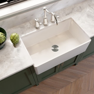 Highpoint Collection 33-inch Matte Stone Farmhouse Sink with Accessories