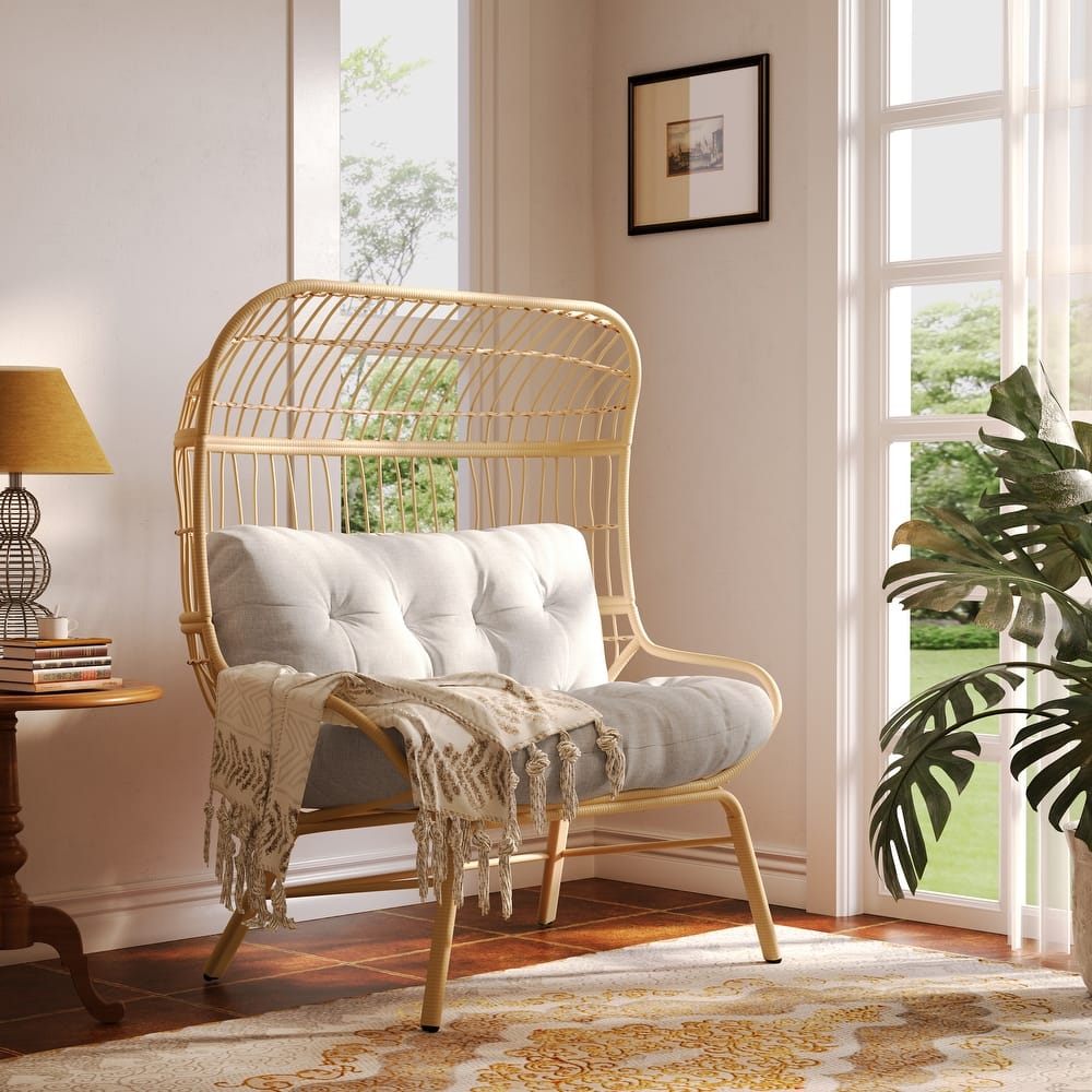 Palos Outdoor Wicker Loveseat with Fabric Cushion by Christopher Knight Home