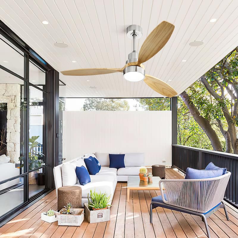 Low Profile 52 Inch Integrated LED Ceiling Fan with Light Kit and Remote Control for Living Room