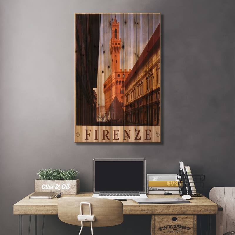Firenze Travel Poster Print On Wood by Studio W - Multi-Color