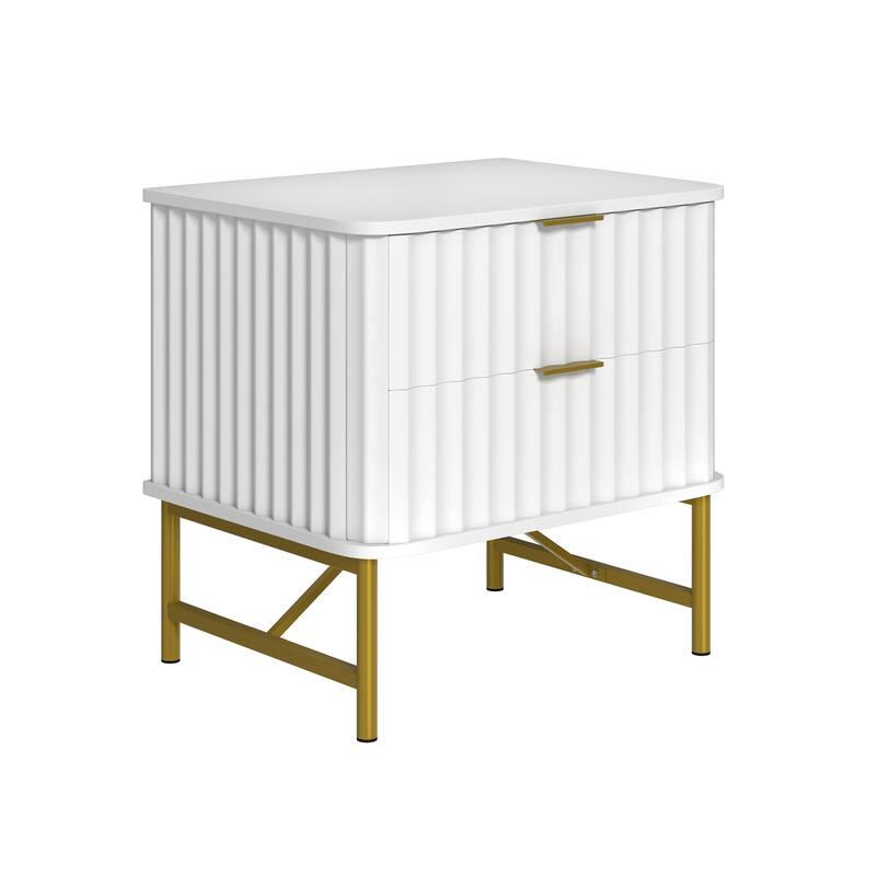 Clihome Modern MDF 2-Drawer Nightstand for Bedroom