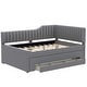 preview thumbnail 35 of 46, Daybed Captain Bed Upholstered Bed with Trundle and 3 Drawers, Elegance Stripe Design L-Shaped Upholstered Daybed Platform Bed