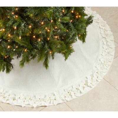 Christmas Tree Skirt With Felt Flower Design