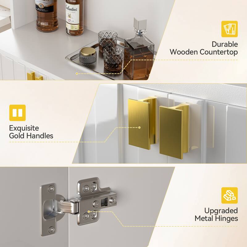 Pocassy Kitchen Pantry Cabinet 71" Hutch Cabinet with Countertop